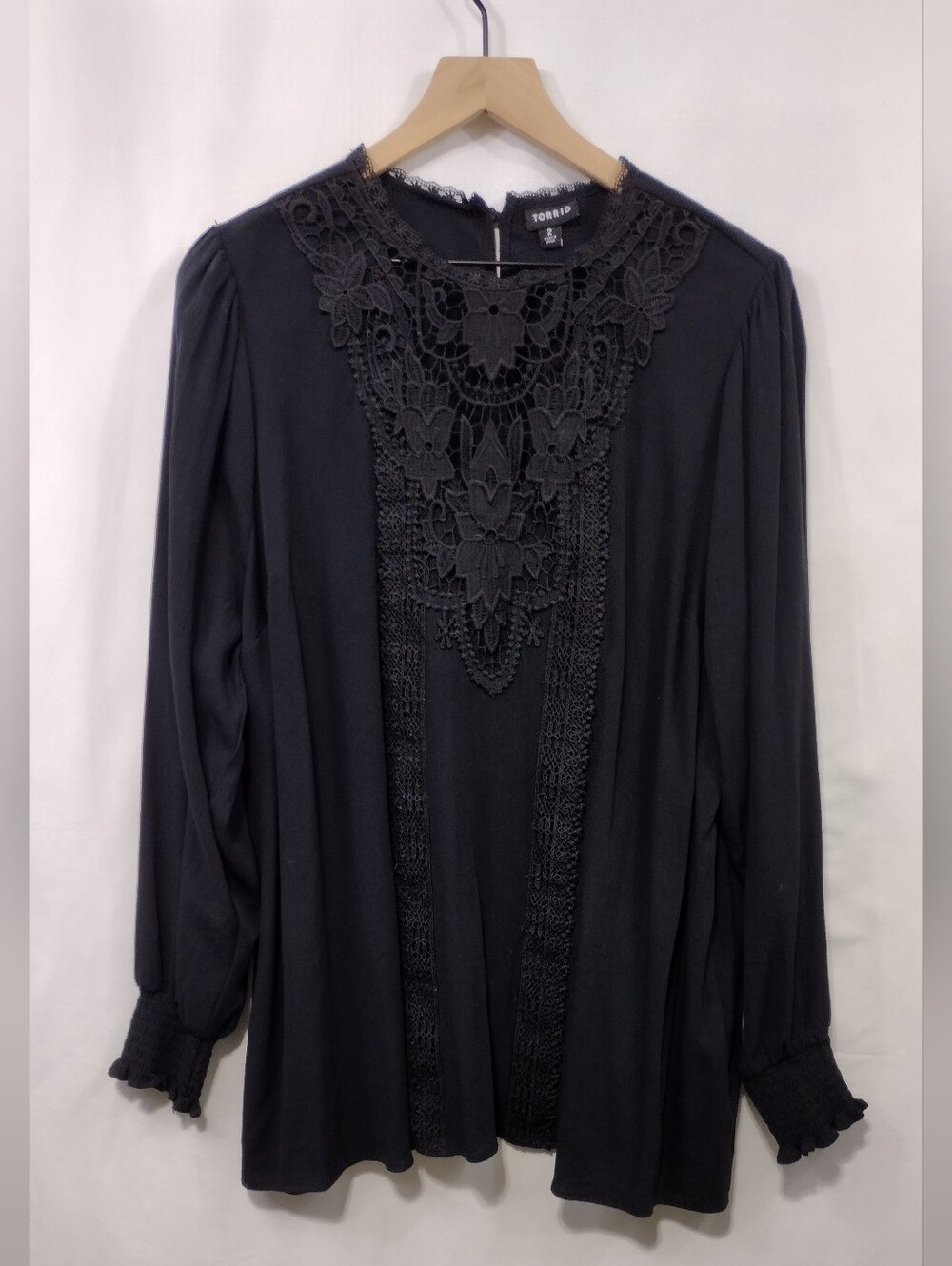 Torrid Lace Floral Long Sleeve Top Womens 2X Black Fairy Romantic Retro 90s